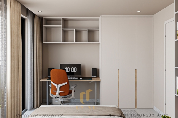 21. Phối cảnh phòng ngủ 3 tầng 3 nhà anh Ca - view 3