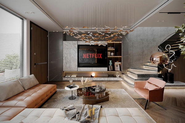 không gian phòng khách nhà chị lệ chi