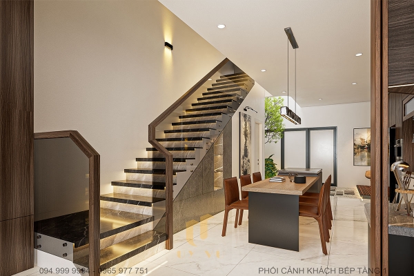 Phối cảnh phòng bếp nhà anh Tuấn - view 2