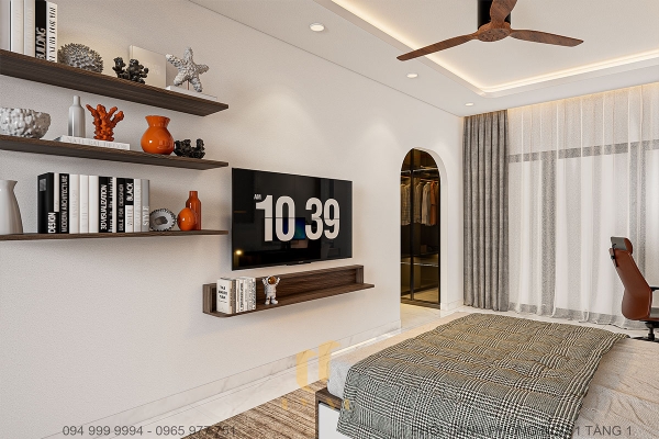Nhà anh Tuấn phối cảnh phòng ngủ view 2 - tầng 1