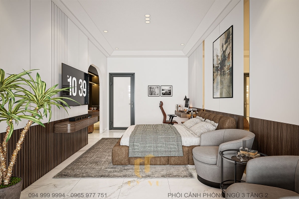 Phối cảnh phòng ngủ 3 tầng 2 - nhà anh Tuấn