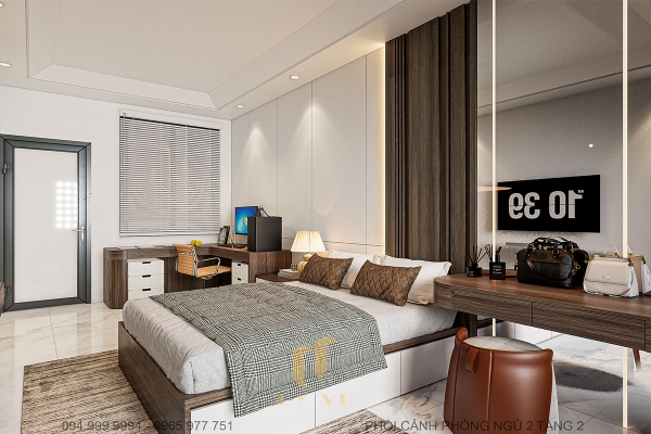 Nhà anh Tuấn - phối cảnh phòng ngủ 2 tầng 2 view 3