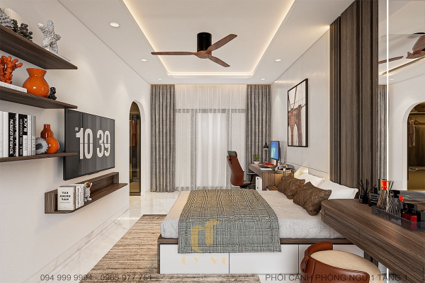 Nhà anh Tuấn phối cảnh phòng ngủ view 1 - tầng 1
