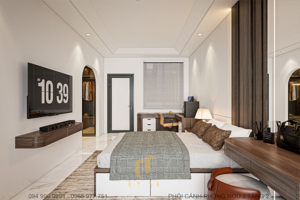 Nhà anh Tuấn - phối cảnh phòng ngủ 2 tầng 2 view 1