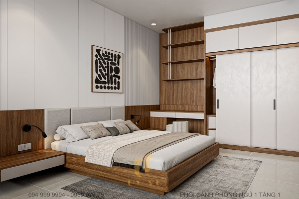 phối cảnh nhà anh tiến phòng ngủ 1 tầng 1