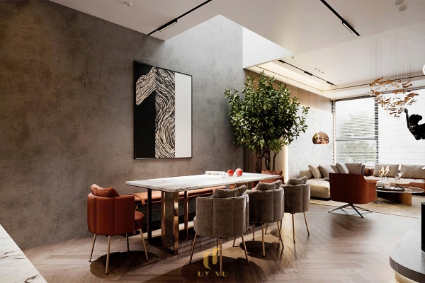 phối cảnh phòng bếp nhà chị lệ chi