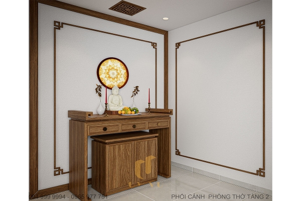 phối cảnh phòng thờ tầng 2