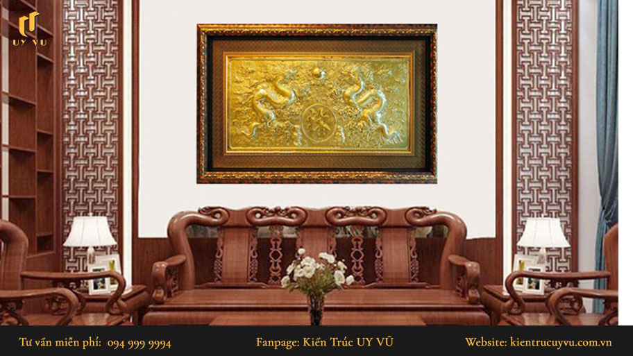 Danh sách 10+ tranh phong thủy hút tài lộc và thịnh vượn cho gia đình Tranh song long chầu nhật