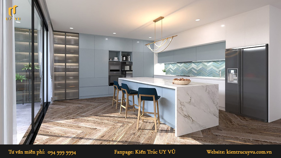 Phong cách thiết kế nội thất tối giản: Khái niệm & mẫu thiết kế đẹp Nội thất thiết kế theo phong cách tối giản trong không gian bếp.