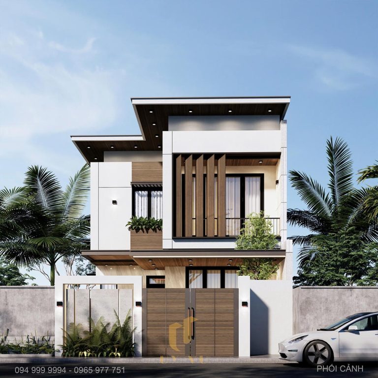 THIẾT KẾ BIỆT THỰ phối cảnh mặt tiền nhà chị Huyền - Điện Biên
