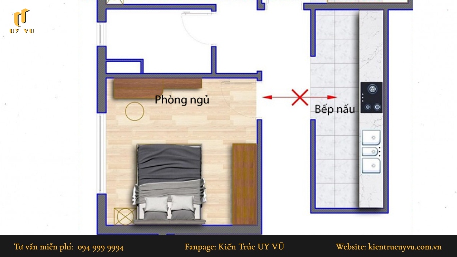 Phong thủy phòng bếp và những điều tối kỵ mà gia chủ cần tránh Phòng bếp đối diện cửa phòng ngủ là cấm kỵ