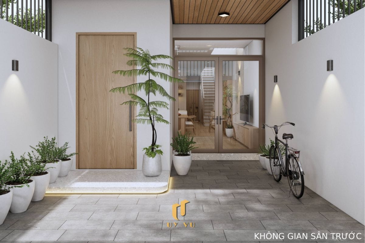 Căn Nhà Phố 3 Tầng Với Thiết Kế Độc Đáo Của Chị Duyên Không gian sân trước nhà anh Long