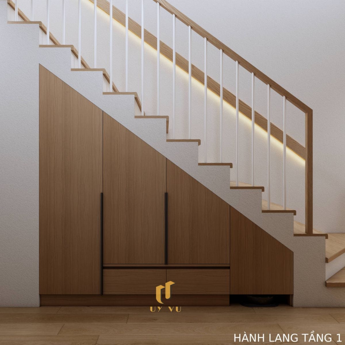 Căn Nhà Phố 3 Tầng Với Thiết Kế Độc Đáo Của Chị Duyên Hành lang tầng 1 tối giản nhà anh Long