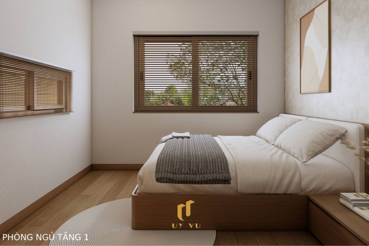 Căn Nhà Phố 3 Tầng Với Thiết Kế Độc Đáo Của Chị Duyên Phòng ngủ tầng 1 tối giản nhà anh Long