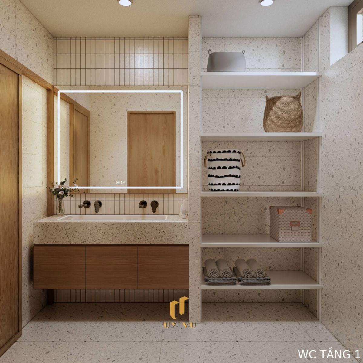 Căn Nhà Phố 3 Tầng Với Thiết Kế Độc Đáo Của Chị Duyên WC tầng 1 hiện đại nhà anh Long