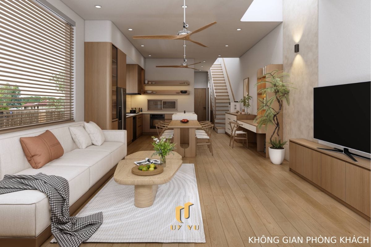 Căn Nhà Phố 3 Tầng Với Thiết Kế Độc Đáo Của Chị Duyên Phòng khách nhà anh Long