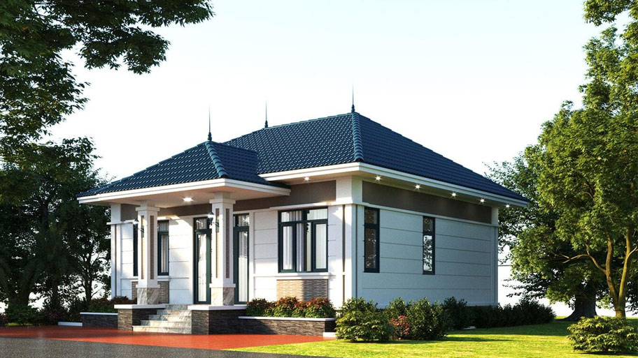 Chiêm ngưỡng các mẫu nhà vuông 1 tầng độc đáo và đẹp mắt hiện nay Mẫu nhà vuông 1 tầng có sân vườn