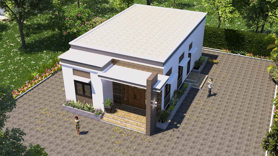 Chiêm ngưỡng các mẫu nhà vuông 1 tầng độc đáo và đẹp mắt hiện nay Mẫu nhà vuông 1 tầng mái bằng