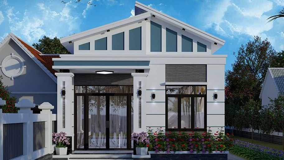 Chiêm ngưỡng các mẫu nhà vuông 1 tầng độc đáo và đẹp mắt hiện nay Mẫu nhà vuông 1 tầng mái lệch đẹp