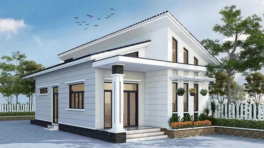 Chiêm ngưỡng các mẫu nhà vuông 1 tầng độc đáo và đẹp mắt hiện nay Mẫu nhà vuông đẹp 1 tầng mái lệch