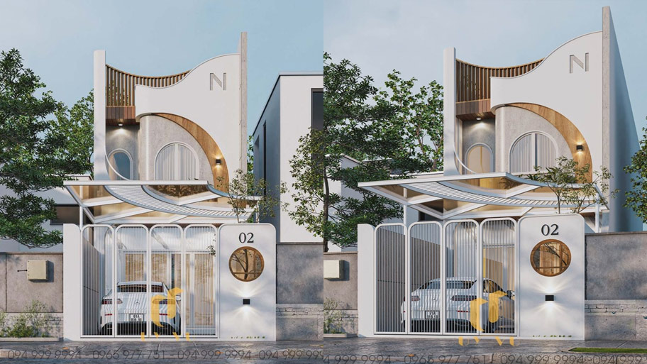 Những mẫu thiết kế nhà vuông 10m phố biến năm 2025 Mẫu thiết kế nhà vuông 100m2 2 tầng