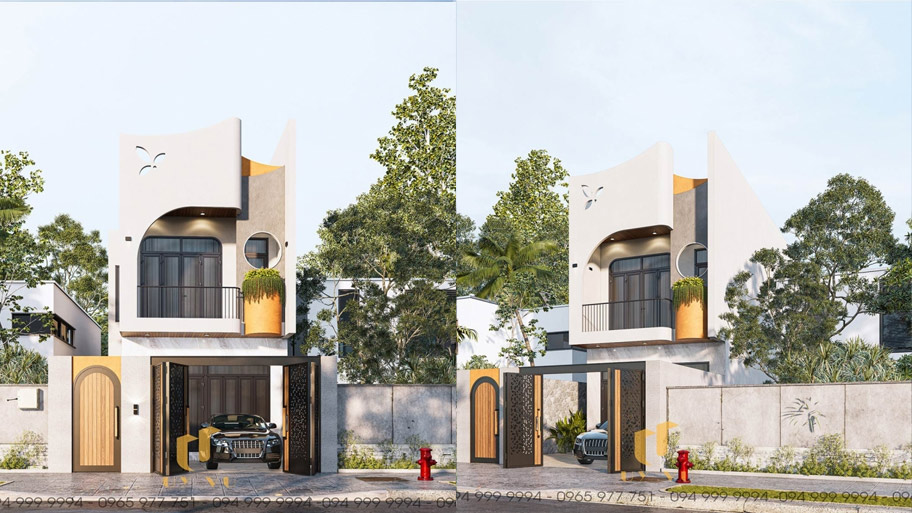 Những mẫu thiết kế nhà vuông 10m phố biến năm 2025 Mẫu thiết kế nhà vuông 10m 2 tầng