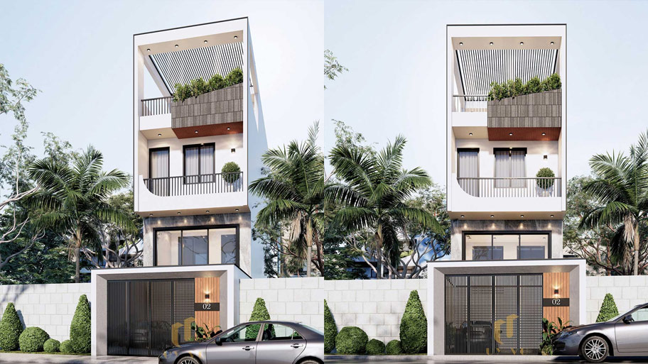 Những mẫu thiết kế nhà vuông 10m phố biến năm 2025 Mẫu thiết kế nhà vuông 10m có sân thượng