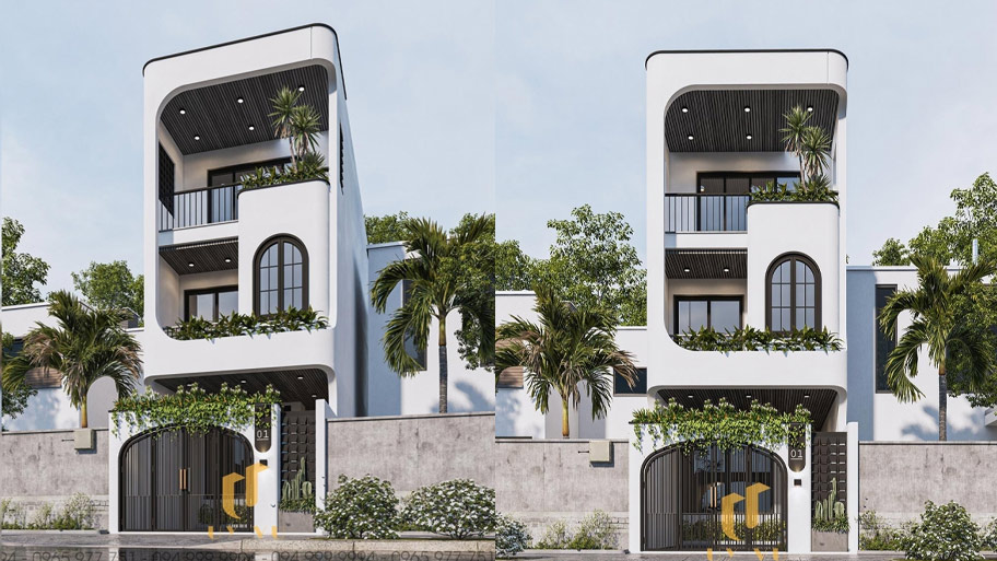 Những mẫu thiết kế nhà vuông 10m phố biến năm 2025 Mẫu thiết kế nhà vuông 10x10 3 tầng