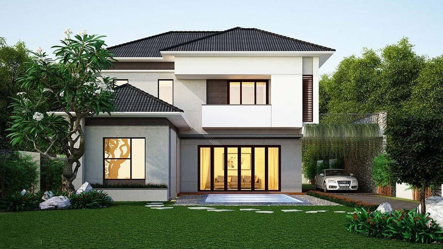 Khám phá các mẫu thiết kế nhà vuông 2 tầng đẹp và độc đáo Mẫu thiết kế nhà vuông 2 tầng có sân vườn