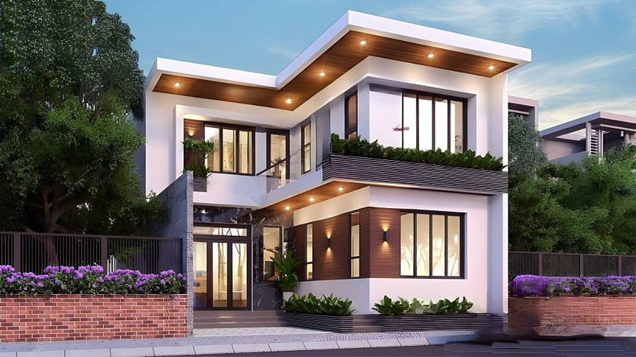 Khám phá các mẫu thiết kế nhà vuông 2 tầng đẹp và độc đáo Mẫu thiết kế nhà vuông 2 tầng đẹp mái bằng