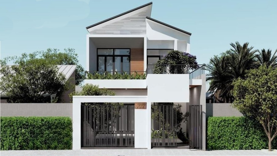 Khám phá các mẫu thiết kế nhà vuông 2 tầng đẹp và độc đáo Mẫu thiết kế nhà vuông 2 tầng đẹp mái lệch