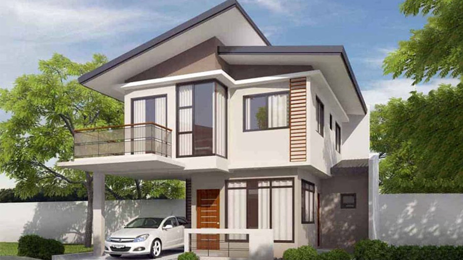 Khám phá các mẫu thiết kế nhà vuông 2 tầng đẹp và độc đáo Mẫu thiết kế nhà vuông đẹp 2 tầng mái lệch