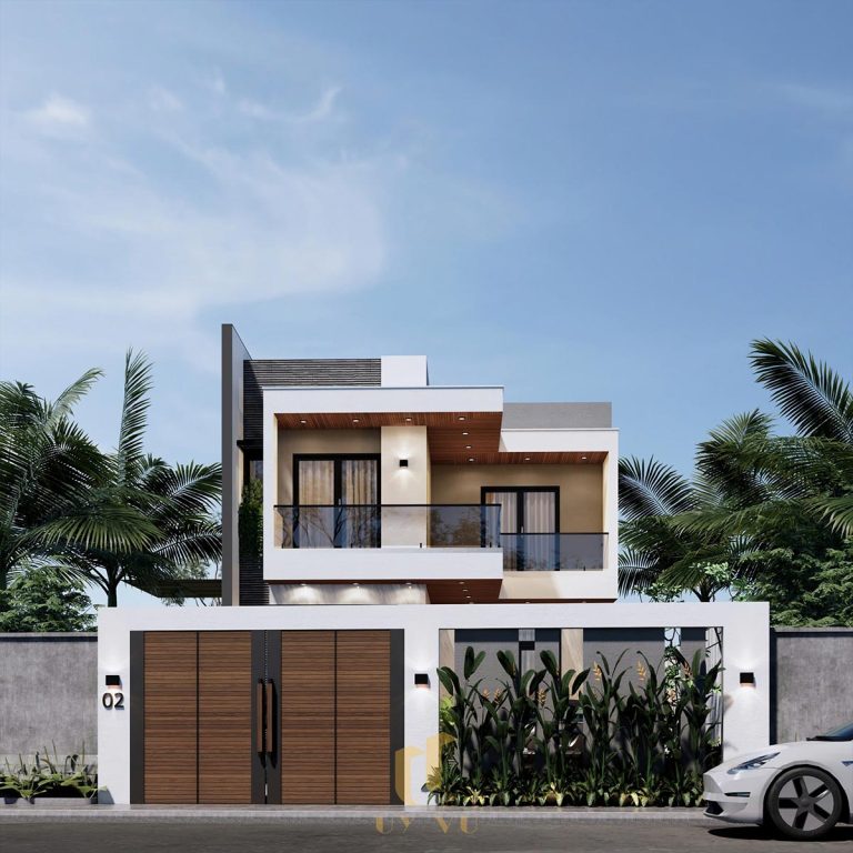 THIẾT KẾ BIỆT THỰ Phối cảnh mặt tiền biệt thự nhà chị Liên