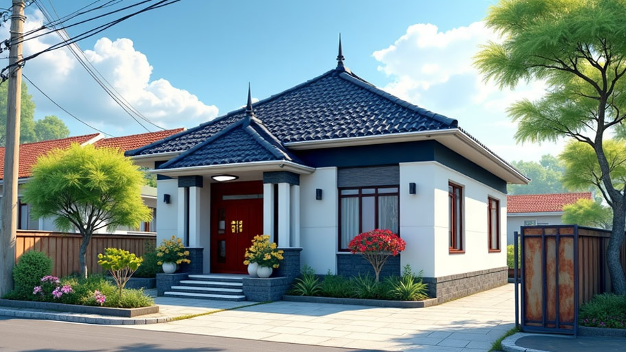 Thiết kế nhà mái Nhật – Xu hướng tinh tế, hiện đại cho không gian sống Mẫu nhà mái Nhật 1 tầng