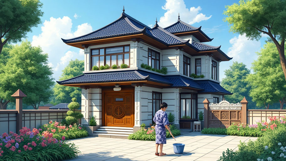Thiết kế nhà mái Nhật – Xu hướng tinh tế, hiện đại cho không gian sống Mẫu thiết kế nhà mái Nhật phong cách hiện đại
