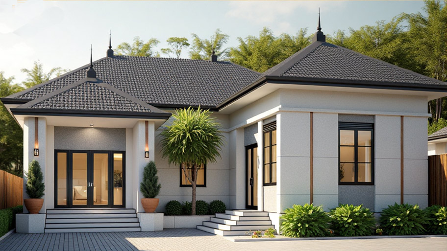 Chiêm ngưỡng vẻ đẹp mê hồn của những mẫu thiết kế nhà chữ L 50m2 hiện nay Mẫu thiết kế nhà chữ L 50m2 1 tầng