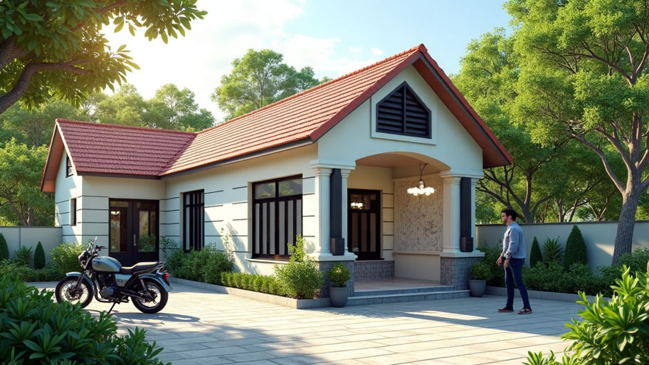Tham khảo những mẫu thiết kế nhà chữ L 70m2 đẹp mê ly Mẫu thiết kế nhà chữ L 70m2 1 phòng ngủ