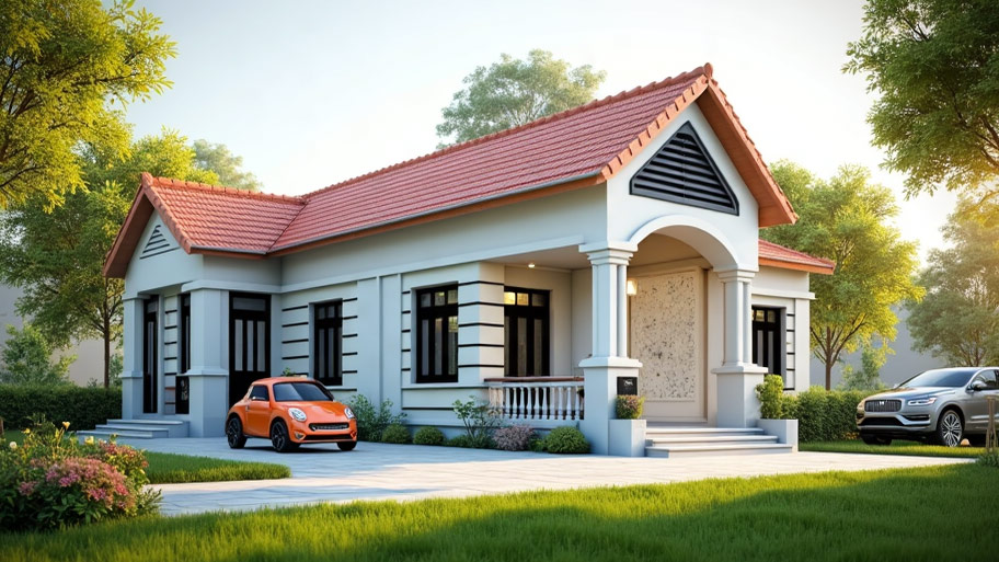 Tham khảo những mẫu thiết kế nhà chữ L 70m2 đẹp mê ly Mẫu thiết kế nhà chữ L 70m2 2 phòng ngủ