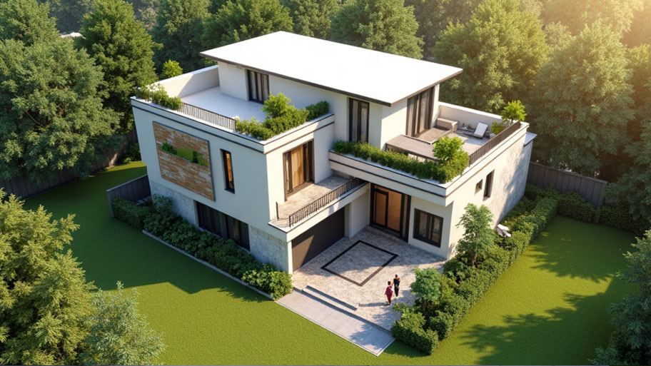 Tham khảo những mẫu thiết kế nhà chữ L 70m2 đẹp mê ly Mẫu thiết kế nhà chữ L 70m2 có sân thượng