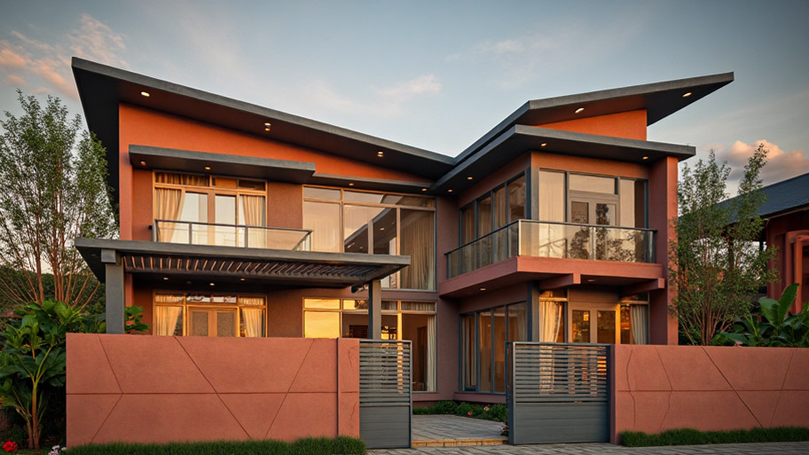 Tham khảo những mẫu thiết kế nhà chữ L 70m2 đẹp mê ly Mẫu thiết kế nhà chữ L 70m2 mái lệch