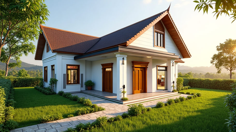 Tham khảo những mẫu thiết kế nhà chữ L 70m2 đẹp mê ly Mẫu thiết kế nhà chữ L 70m2 mái Thái