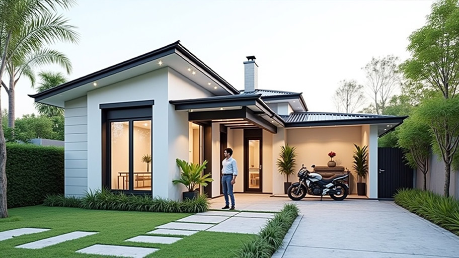 Khám phá top những mẫu thiết kế nhà chữ L 80m2 phổ biến hiện nay Mẫu thiết kế nhà chữ L 80m2 1 phòng ngủ