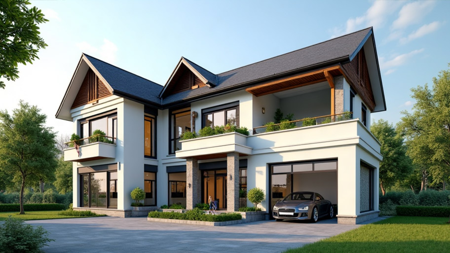 Khám phá top những mẫu thiết kế nhà chữ L 80m2 phổ biến hiện nay Mẫu thiết kế nhà chữ L 80m2 có ban công