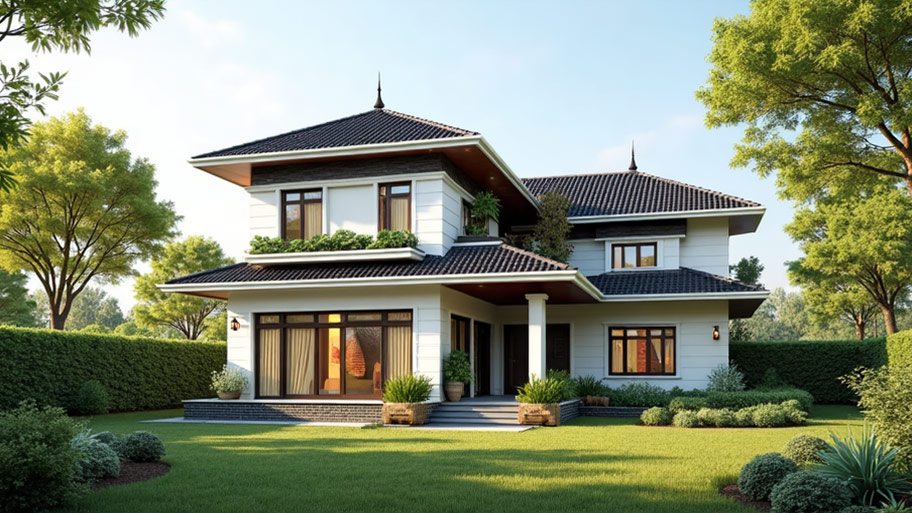 Khám phá top những mẫu thiết kế nhà chữ L 80m2 phổ biến hiện nay Mẫu thiết kế nhà chữ L 80m2 có sân vườn