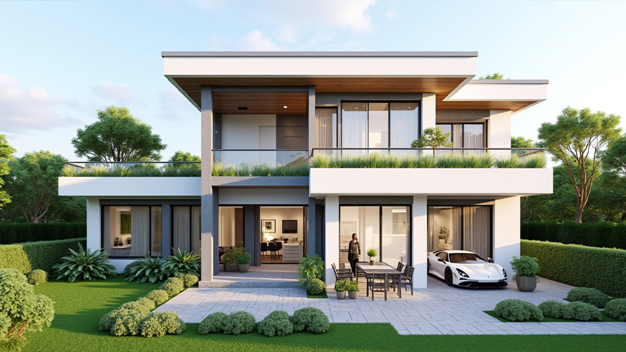 Khám phá top những mẫu thiết kế nhà chữ L 80m2 phổ biến hiện nay Mẫu thiết kế nhà chữ L 80m2 có ban công