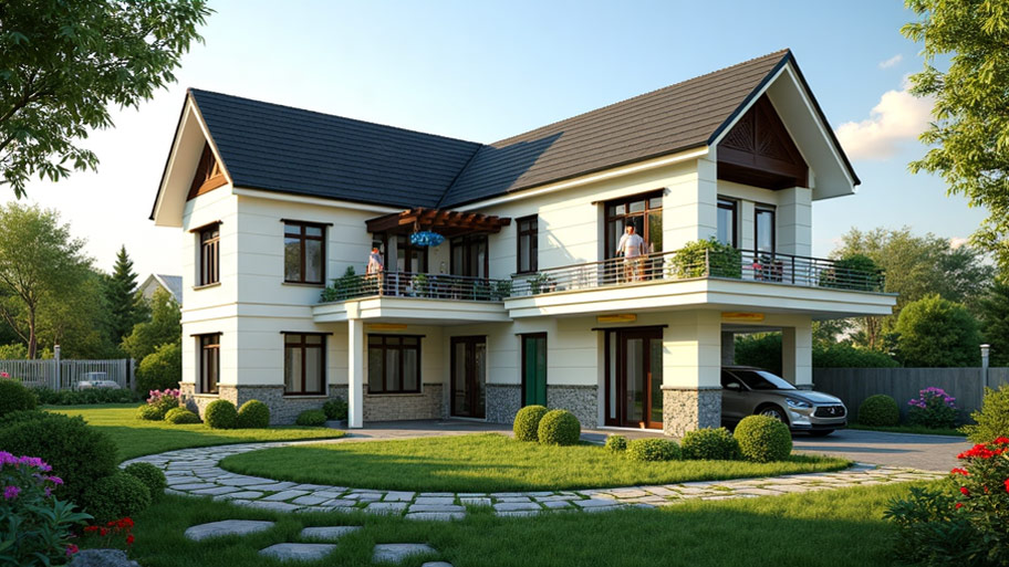 Khám phá top những mẫu thiết kế nhà chữ L 80m2 phổ biến hiện nay Mẫu thiết kế nhà chữ L 80m2 đẹp có sân vườn