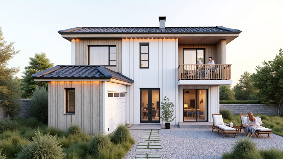 Tham khảo những mẫu thiết kế nhà chữ L 70m2 đẹp mê ly Mẫu thiết kế nhà chữ L đẹp 70m2 2 phòng ngủ
