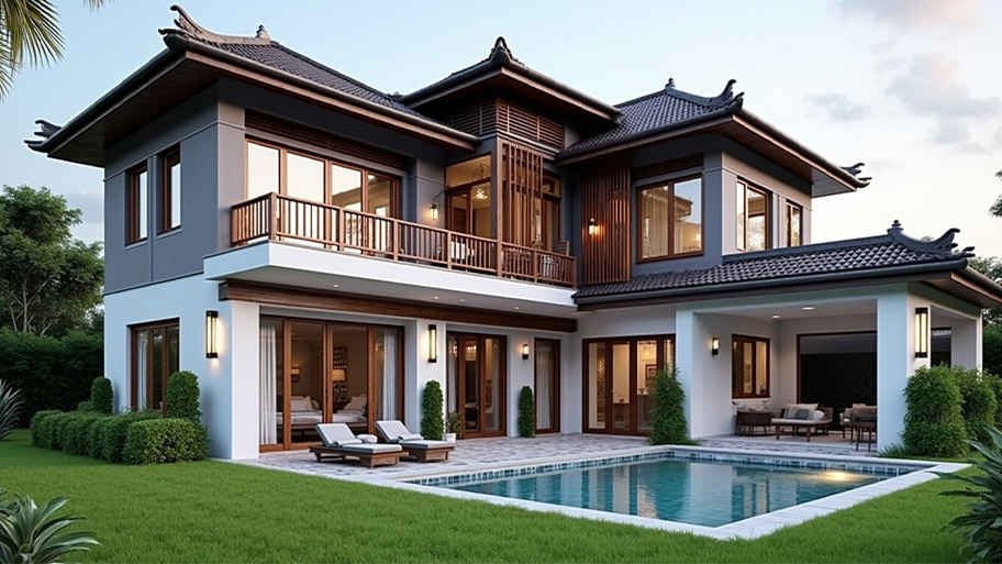 Thiết kế nhà hình chữ L ngược - Góc nhìn kiến trúc & phong thủy Mẫu thiết kế nhà chữ L ngược đẹp