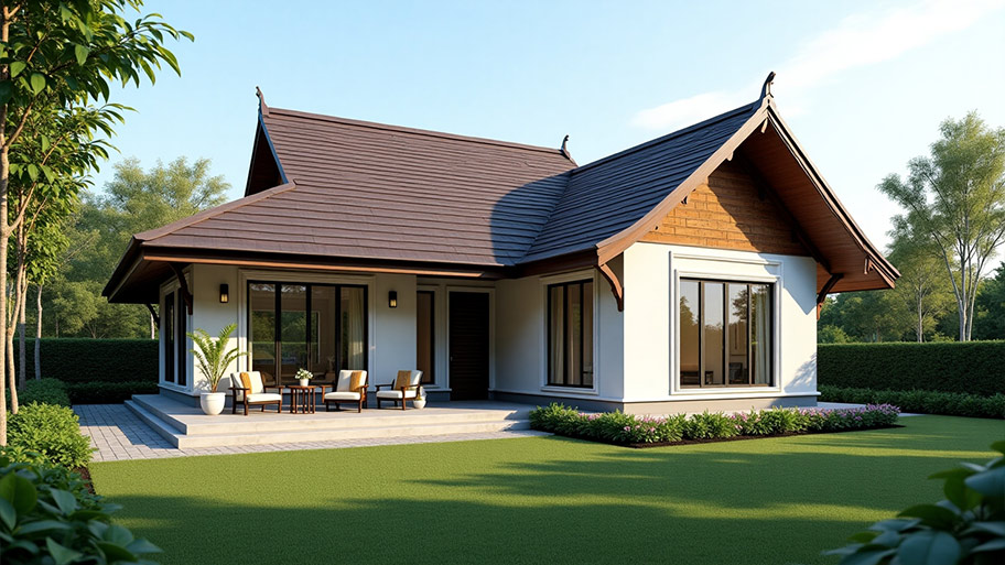 Chiêm ngưỡng vẻ đẹp mê hồn của những mẫu thiết kế nhà chữ L 50m2 hiện nay Mẫu thiết kế nhà đẹp chữ L 50m2 mái Thái