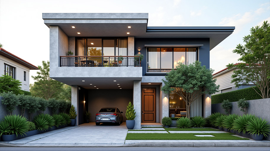 Tham khảo những mẫu thiết kế nhà chữ L 70m2 đẹp mê ly Mẫu thiết kế nhà hình chữ L 70m2 có gara